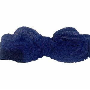 Victorias Secret Blue Lace Strapless Bra Medium